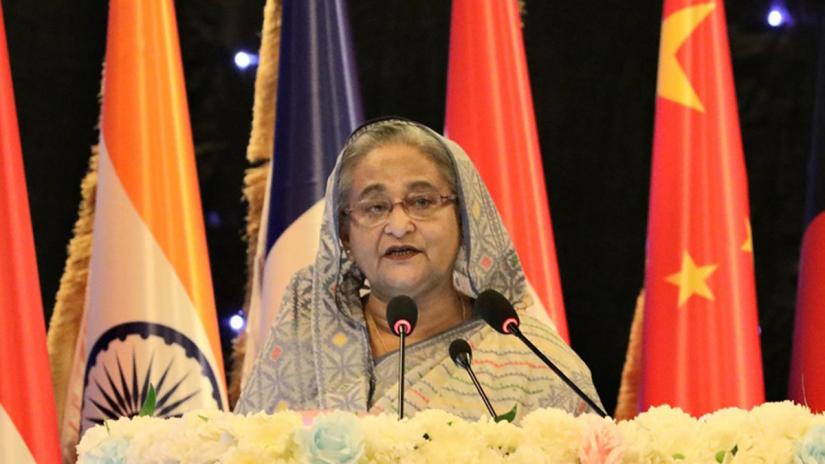 Prime Minister Sheikh Hasina speaking as the chief guest at the closing ceremony of three-day 6th seminar on “International Flight Safety” at a city hotel in Dhaka on Wednesday (Oct 23). FOCUS BANGLA