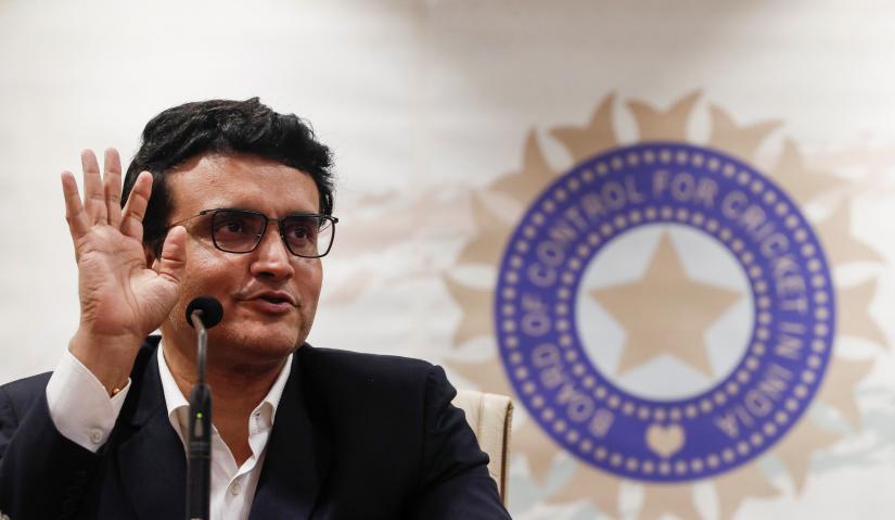 Former Indian cricketer and current BCCI (Board Of Control for Cricket in India) president Sourav Ganguly reacts during a press conference at the BCCI headquarters in Mumbai, India, October 23, 2019. REUTERS