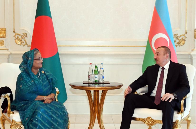 Prime Minister Sheikh Hasina holds a meeting with Azerbaijan President Ilham Aliyev at the Presidential Palace in Baku on Saturday (Oct 26). PID