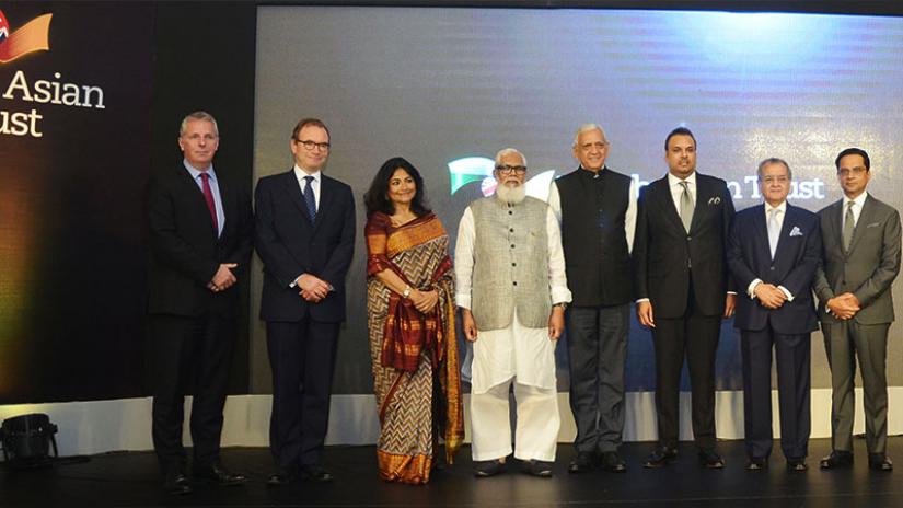 International Affairs adviser to PM Dr Gowher Rizvi (4th from right); British High Commissioner to Dhaka Robert Chatterton (2nd from left); Private Industry and Investment advisor to PM Salman F Rahman (4th from left); former Foreign Secretary Farooq Sobhan (2nd from right); Society for the Promotion of Bangladesh Art’s Governor Elthem Kabir (extreme left); Executive Director of NGO Friendship Runa Khan (3rd from left); and British Asian Trust’s Bangladesh Advisory Council Shayan F Rahman (3rd from right).