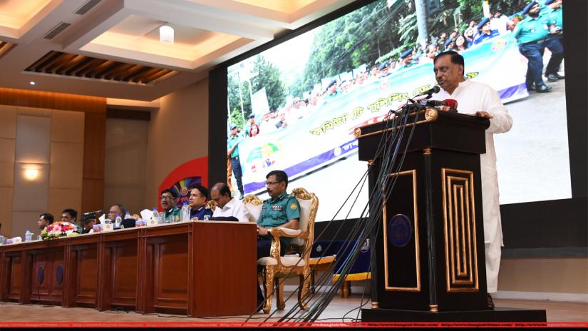 Home Minister Asaduzzaman Khan addresses a programme at the capital’s Rajarbagh Police Auditorium on Saturday (Oct 26) on the occasion of Community Policing Day-2019.