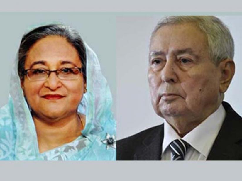 Combination of file photos shows Prime Minister Sheikh Hasina And Algerian Acting President Abdelkader Bensalah