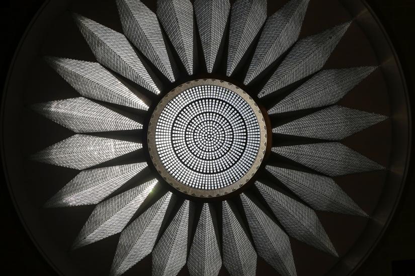 A crystal chandelier hangs beneath a nineteen meter dome weighing more than nine tonnes in Yugoslavia saloon inside the The Palata Srbija building, Belgrade, Serbia, July 1, 2019. The Palata Srbija building hosted former world leaders. `It is a shame to keep such a master piece away from the eyes of the public,` said Sandra Tesla, curator of the building. REUTERS