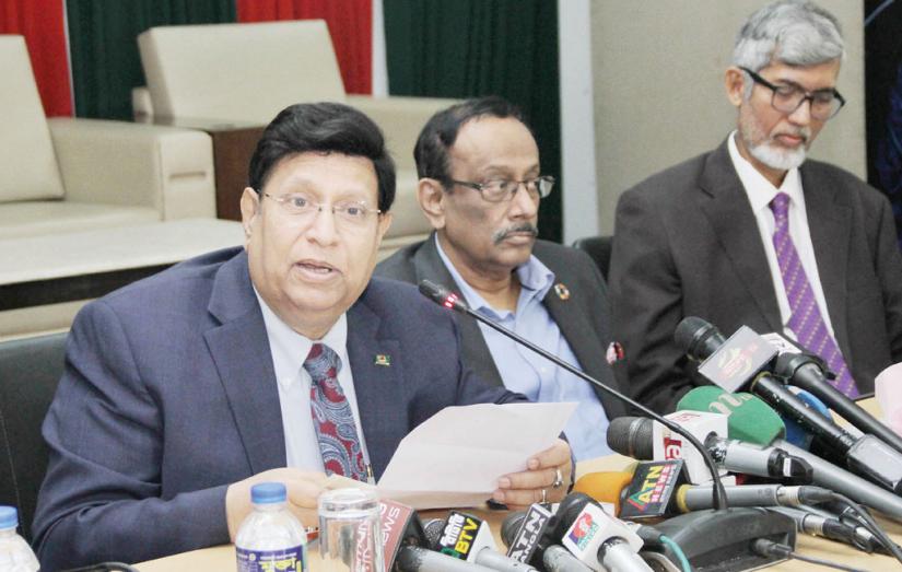 Foreign minister Dr AK Abdul Momen briefs journalists at his office in Dhaka on Thursday, October 31, 2019 Focus Bangla