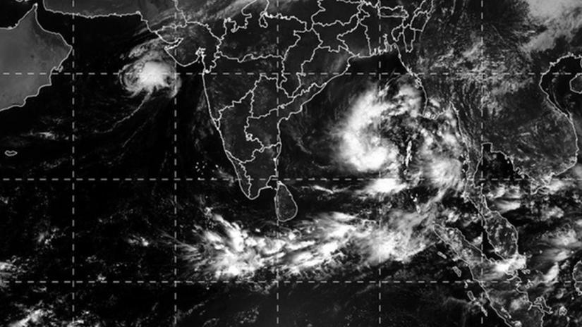 Satellite image shows cyclonic storm `Bulbul` over the Bay of Bengal.