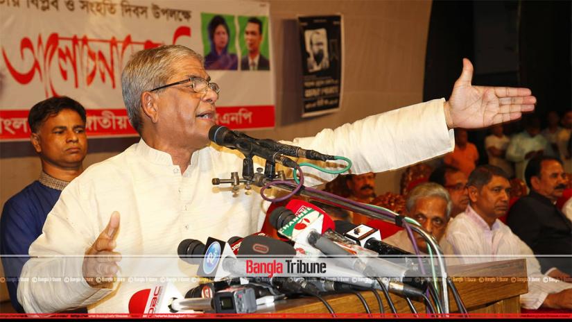 BNP Secretary General Mirza Fakhrul is addressing a party programme in Dhaka on Friday (Nov 8)
