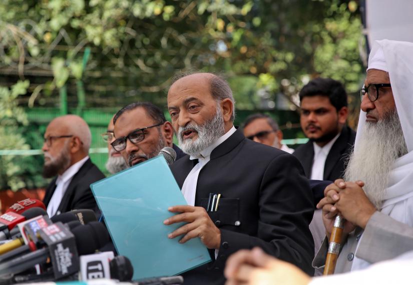 Zafaryab Jilani, a lawyer of All India Muslim Personal Law Board, speaks during a news conference after Supreme Court`s verdict on a disputed religious site in Ayodhya, in New Delhi, India November 9, 2019. REUTERS