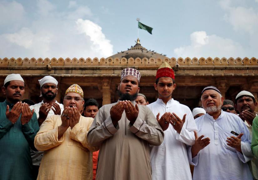 Muslims pray for peace ahead of verdict on a disputed religious site in Ayodhya, inside a mosque premises in Ahmedabad, India, Nov 8, 2019. REUTERS