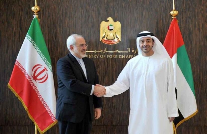File photo of Iran`s Foreign Minister Mohammad Javad Zarif [left] seen with UAE`s Foreign Minister Sheikh Abdullah bin Zayed Al Nahyan. Photo: Courtesy.