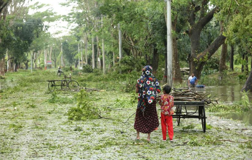 Fallen trees block road after cyclone Bulbul in Mongla, Bagerhat on Sunday, November 10, 2019 PHOTO/Syed Zakir Hossain