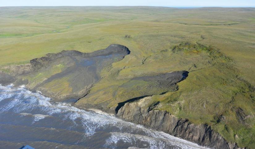 Methane and carbon dioxide can leak from permafrost on Arctic coasts. PHOTO/Vrije Universiteit Amsterdam