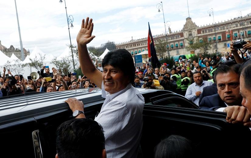 FILE PHOTO: Bolivia`s ousted president Evo Morales leaves after a ceremony where he was recognized as a distinguished guest, outside the town hall in Mexico City, Mexico, Nov 13, 2019. REUTERS