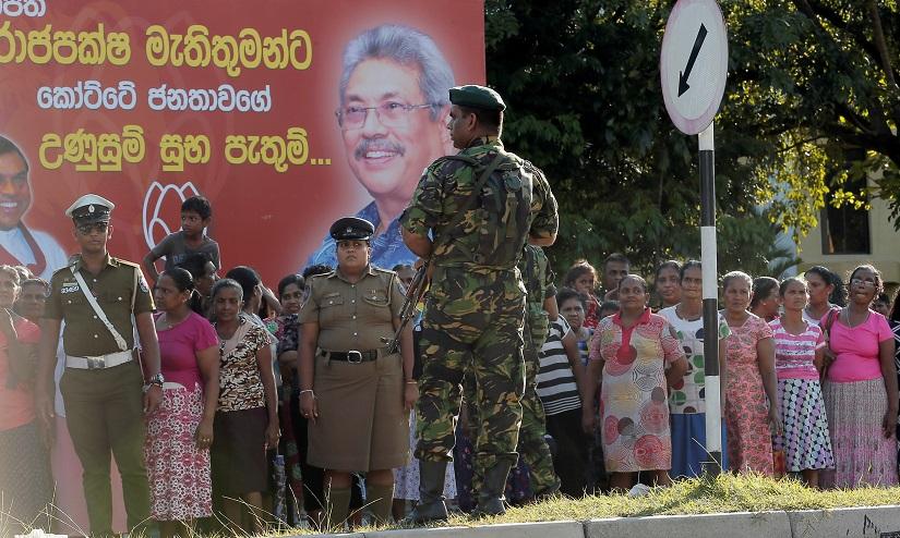 Sri Lanka`s Special Task Force soldiers stand guard as supporters of the Sri Lanka President-elect Gotabaya Rajapaksa celebrate in Colombo, Sri Lanka Nov 17, 2019. REUTERS