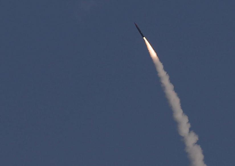 An `Arrow 3` ballistic missile interceptor is seen during a 2015 test launch near Ashdod. REUTERS