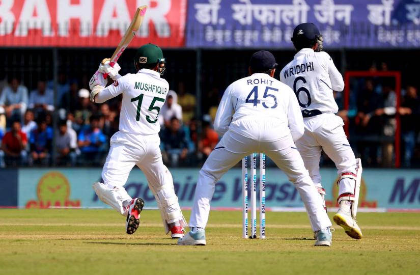 Mushfiqur Rahim in action at Indore Test. BCB