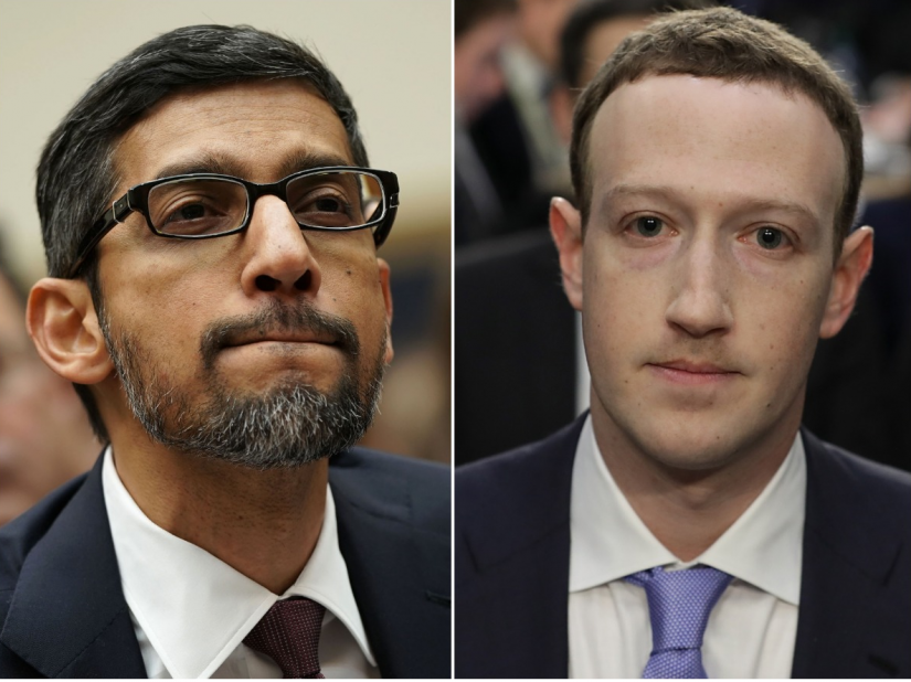 Google CEO Sundar Pichai (left) and Facebook CEO Mark Zuckerberg.