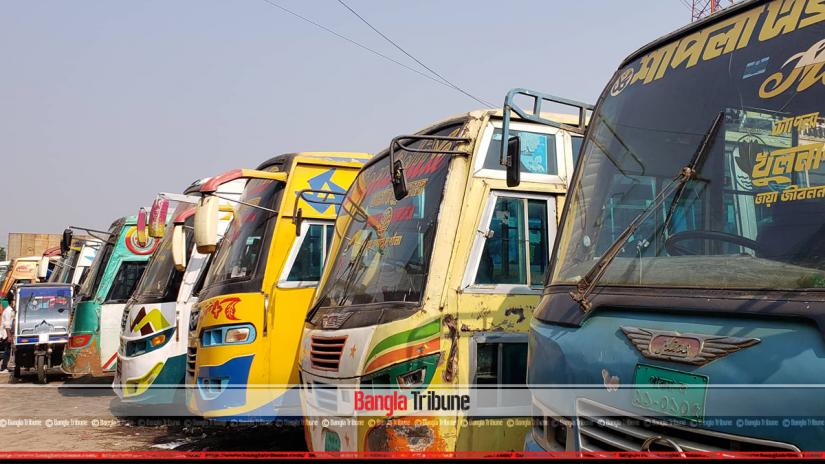 Bus services have remained suspended in Khulna for the fourth day with transport workers still observing strike over the new road transport law.