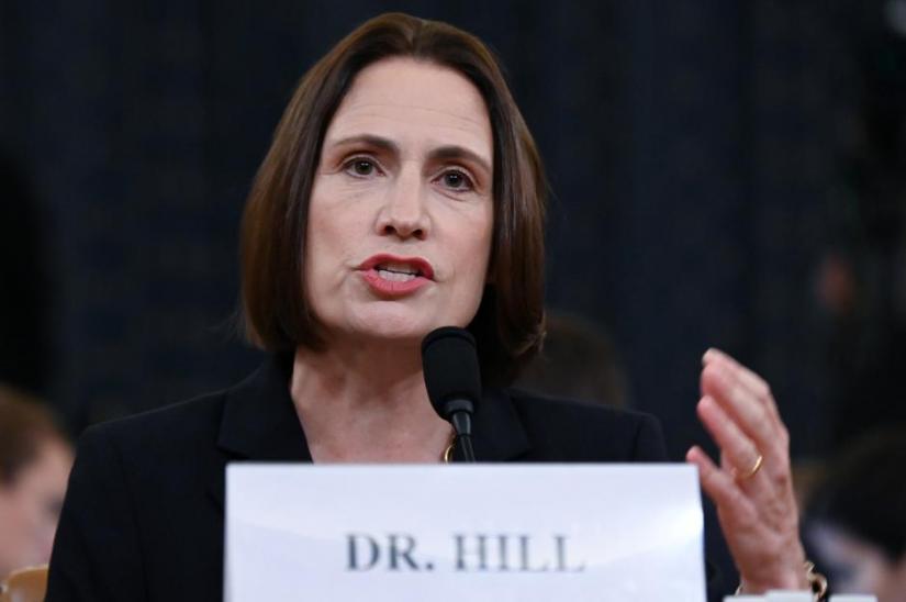 Fiona Hill, former senior director for Europe and Russia on the National Security Council, testifies to a House Intelligence Committee hearing as part of the impeachment inquiry into US President Donald Trump on Capitol Hill in Washington, US, Nov 21, 2019. REUTERS