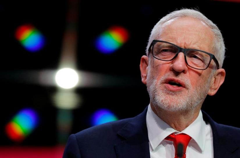 FILE PHOTO: Leader of the Labour Party Jeremy Corbyn speaks at the launch of the party manifesto in Birmingham, Britain Nov 21, 2019. REUTERS