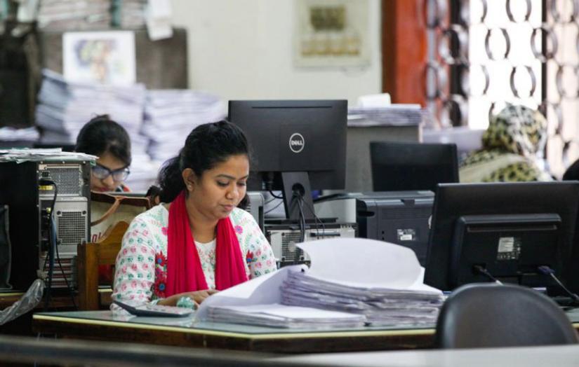 File photo of women working in an office in Dhaka. Mehedi Hasan