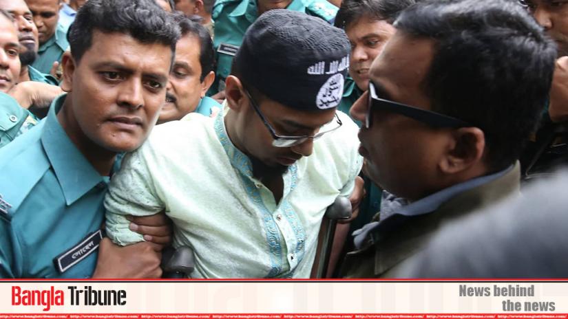 One of the convicts of Holey Artisan Bakery attack is led to the court in Dhaka on Nov 27, 2019. Sazzad Hossain