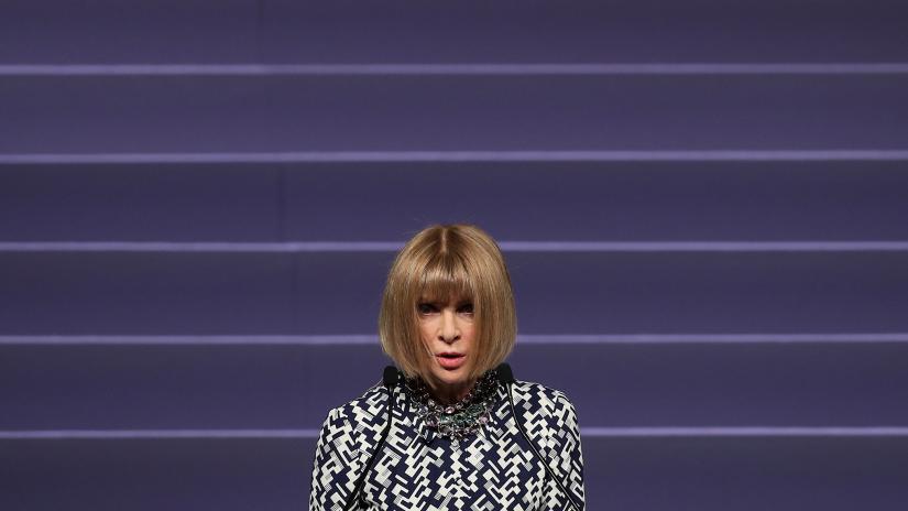 Editor-in-chief of Vogue Anna Wintour delivers a speech during the Vogue `Change Makers` event in Athens, Greece, November 27, 2019. REUTERS