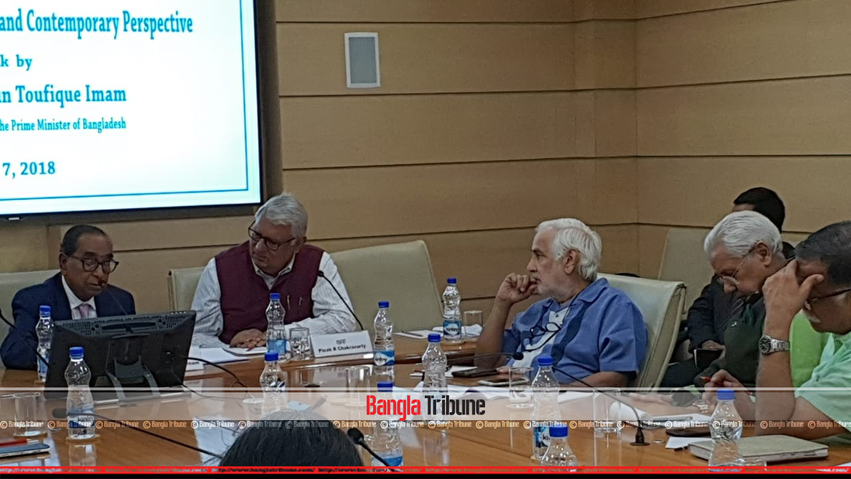 This file photo shows HT Imam, the political affairs adviser to Prime Minister Sheikh Hasina, speaking at a discussion organised by Delhi-based private think-tank Observer Research Foundation in July this year.