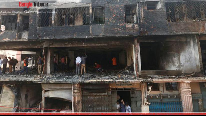 A general view of a burnt warehouse, Wahed Mansion, in Dhaka`s Chawkbazar on Feb 21, 2019. BANGLA TRIBUNE/File Photo