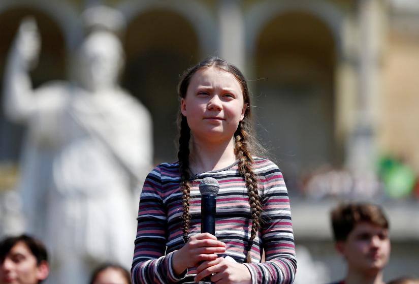 Swedish environmental activist Greta Thunberg joins Italian students to demand action on climate change, in Piazza del Popolo, Rome, Italy April 19, 2019. REUTERS