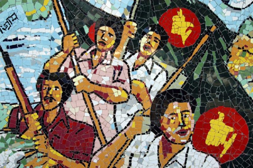 Mosaic with the flag during Bangladesh Liberation War. COURTESY 