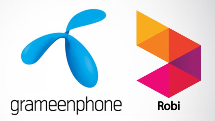A combination of logos show Grameenphone and Robi.