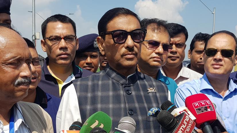 Road Transport Minister and Awami League General Secretary Obaidul Quader speaks to the media in Narayanganj on Saturday (Oct 19). FILE PHOTO 