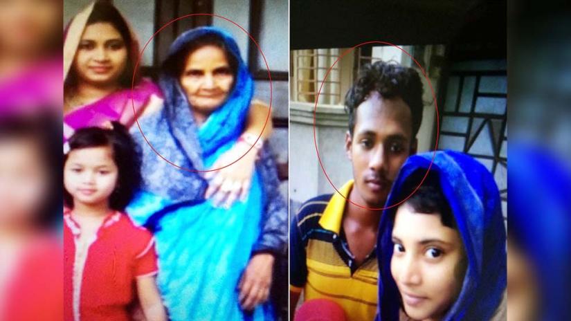 The red circles in the compilation of photos shows the murder victim Mariam (left) and Yusuf.