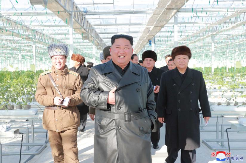 North Korean leader Kim Jong Un visits a vegetable greenhouse farm and tree nursery in Jungphyong area in Kyongsong County, North Hamgyong Province, North Korea, in this undated picture released by North Korea`s Central News Agency (KCNA) on December 4, 2019. KCNA via REUTERS