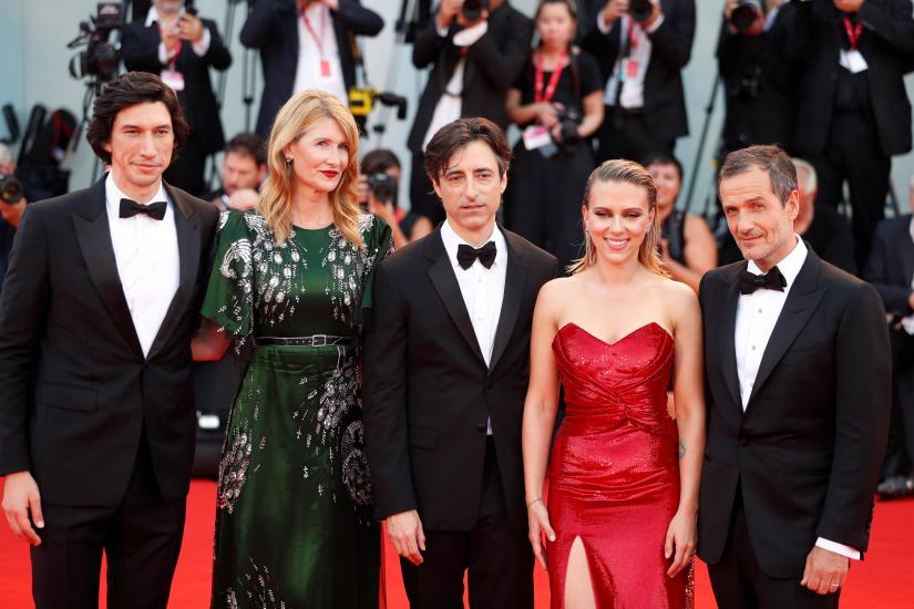 The 76th Venice Film Festival - Screening of the film `Marriage Story` in competition - Red carpet arrivals - Venice, Italy, August 29, 2019 - Actors Adam Driver, Laura Dern and Scarlett Johansson, director Noah Baumbach and producer David Heyman pose. REUTERS/File Photo