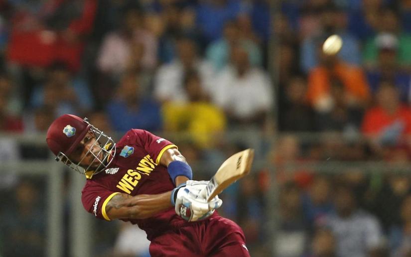 Cricket - West Indies v India - World Twenty20 cricket tournament semi-final - Mumbai, India - 31/03/2016. West Indies Lendl Simmons plays a shot. REUTERS