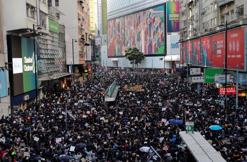 Protesters attend a Human Rights Day march, organised by the Civil Human Right Front, in Hong Kong, China December 8, 2019. REUTERS