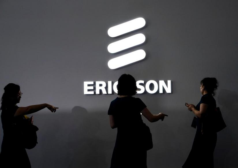 FILE PHOTO: An Ericsson logo is pictured at Mobile World Congress (MWC) in Shanghai, China Jun 28, 2019. REUTERS