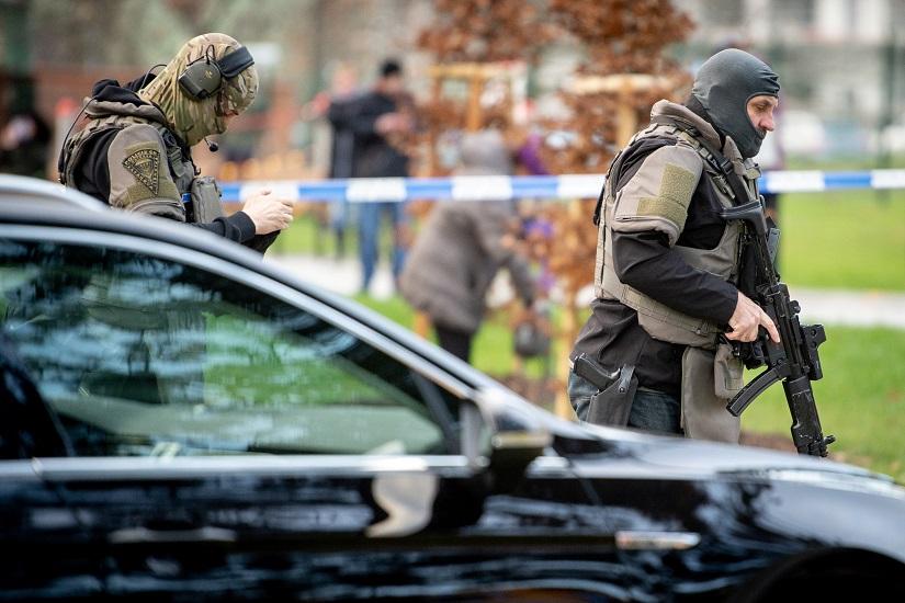Police officers are seen near the site of a shooting in front of a hospital in Ostrava, Czech Republic, Dec 10, 2019. REUTERS