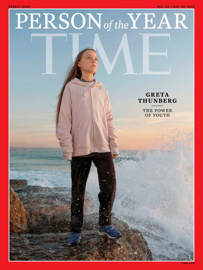 Time cover features Swedish teen climate activist Greta Thunberg named the magazine`s Person of the Year for 2019 in this undated handout. TIME via REUTERS