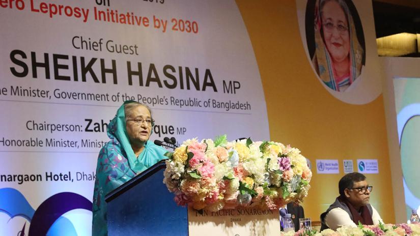 Prime Minister Sheikh Hasina made the remarks while inaugurating the National Conference-2019 on “Zero Leprosy Initiative by 2030” at a hotel in Dhaka on Wednesday (Dec 11). PHOTO: Focus Bangla