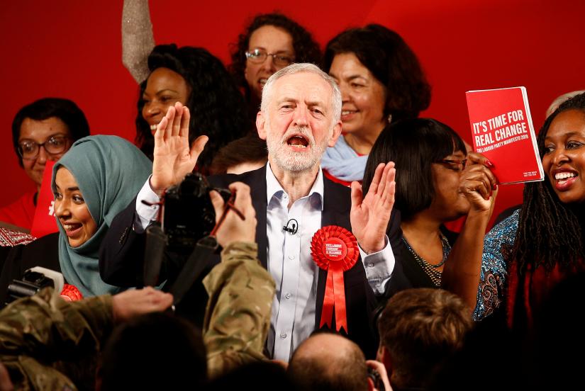 Britain`s opposition Labour Party leader Jeremy Corbyn speaks during a final general election campaign event in London, Britain, December 11, 2019. REUTERS