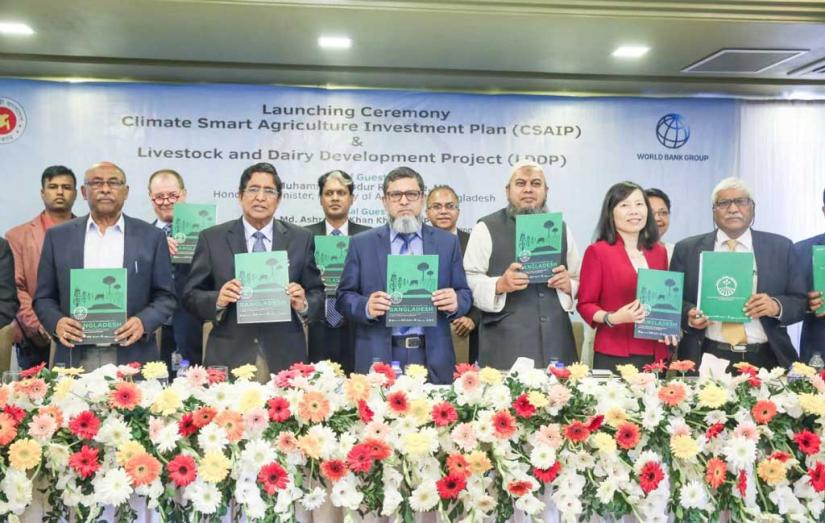 Dignitaries present at the launch of `Climate Smart Agriculture Investment Plan` (CSAIP) in Dhaka on Wednesday, December 11, 2019. PHOTO/Mahmud Hossain Opu