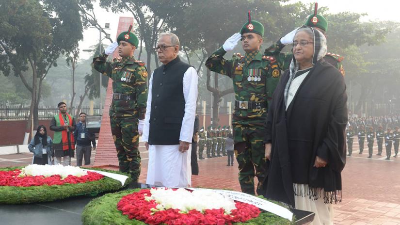 President Abdul Hamid and Prime Minister Sheikh Hasina have paid tributes to the martyred intellectuals on the occasion of the Martyred Intellectuals Day on Saturday (Dec 14). Photo/Nashirul Islam