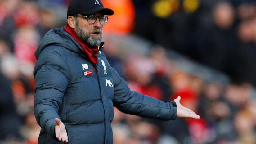 Soccer Football - Premier League - Liverpool v Watford - Anfield, Liverpool, Britain - Dec 14, 2019 Liverpool manager Juergen Klopp reacts REUTERS