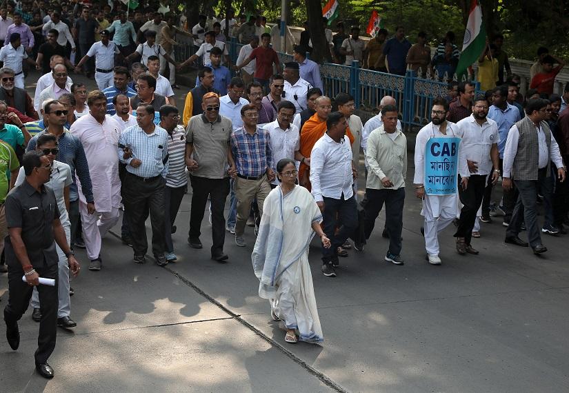 Mamata Banerjee, the Chief Minister of West Bengal, and her party supporters attend a protest march against the National Register of Citizens (NRC) and a new citizenship law, in Kolkata, India, Dec 16, 2019. REUTERS