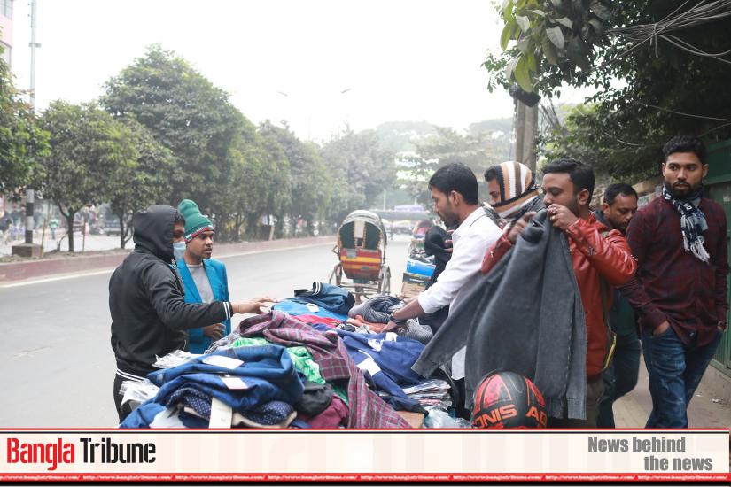 A mild cold wave has swept over the country. People are looking for warm clothes.