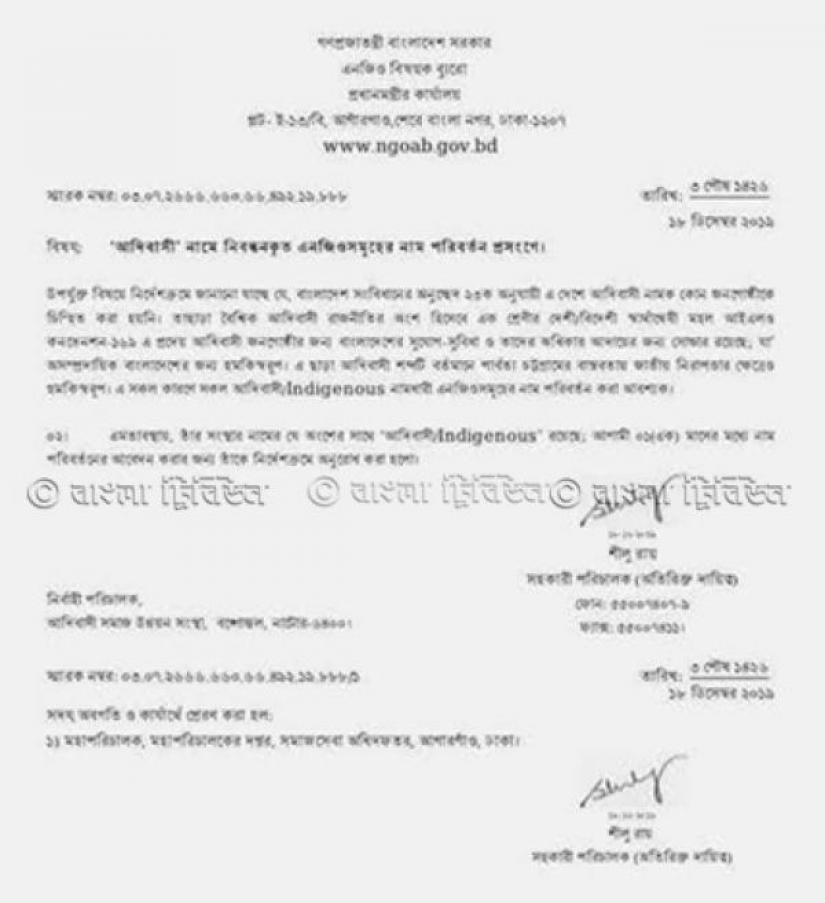 A letter issued by the NGO Affairs Bureau Assistant Director Shilu Roy has been sent to the six organizations on Dec 18.