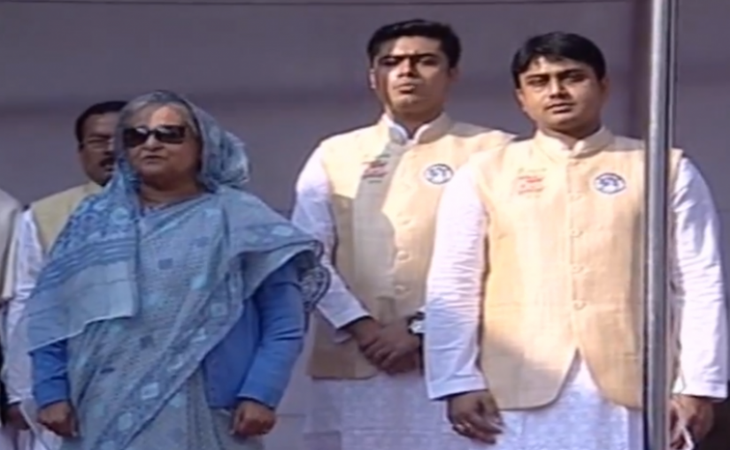 This screengrab shows Prime Minister Sheikh Hasina with Bangladesh Chhatra League`s acting president and general secretary on Saturday (Jan 4).