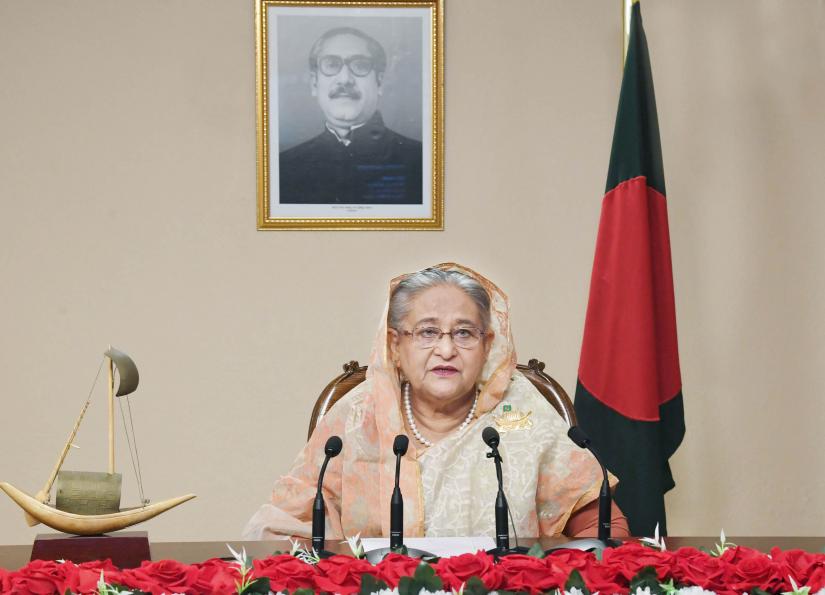 Prime Minister Sheikh Hasina addresses the nation on Tuesday (Jan 7) marking the completion of the first year of the third consecutive term of her Awami League-led government. FOCUS BANGLA/File Photo